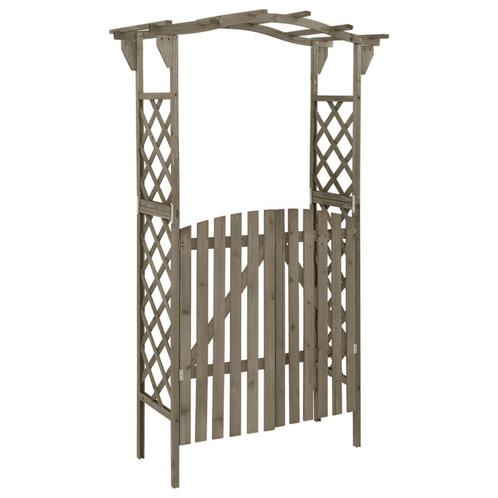 vidaXL Pergola avec portail 116x40x204 cm Gris Bois de, Jardin & Terrasse, Poteaux, Poutres & Planches, Neuf, Envoi