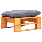 vidaXL Tuinpoef met grijs kussen pallet hout honingbruin, Tuin en Terras, Verzenden, Nieuw