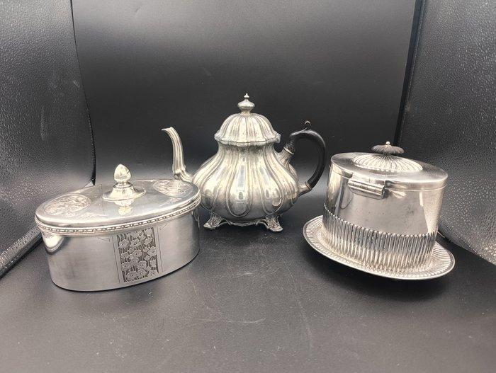 Shaw & Fisher,HJ Linton - Theepot - Sheffield, zilverkleurig, Antiek en Kunst, Antiek | Meubels | Tafels