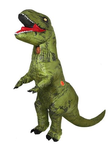 KIMU® Opblaas Kostuum T-Rex Swamp Groen Opblaasbaar Pak Dino, Ophalen of Verzenden