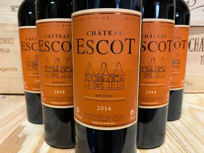 2014 Chateau Escot - Médoc Cru Bourgeois - 12 Flessen (0.75, Verzamelen, Wijnen