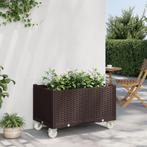 vidaXL Plantenbak met wielen 80x50x54 cm polypropeen bruin, Tuin en Terras, Verzenden, Nieuw