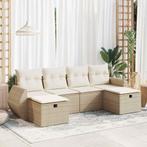 vidaXL 6-delige Loungeset met kussens poly rattan beige, Verzenden, Loungeset