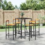 vidaXL Ensemble de bar jardin 5 pcs noir poly rotin/bois, Verzenden, Neuf