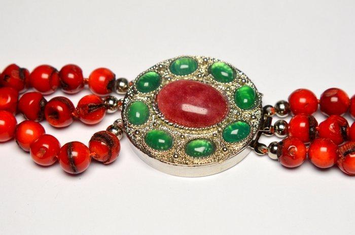 Koraal - Rode Koraal Drievoudige Rij - 175 g - Halsketting, Collections, Minéraux & Fossiles