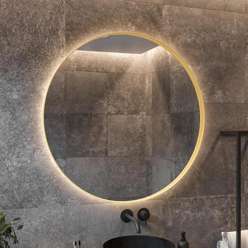 Spiegel BWS Star Rond met LED 100 cm Mat Goud, Bricolage & Construction, Sanitaire, Enlèvement ou Envoi