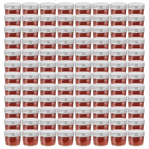vidaXL Jampotten met zilverkleurige deksels 96 st 110 ml, Huis en Inrichting, Keuken | Potten en Pannen, Nieuw, Verzenden