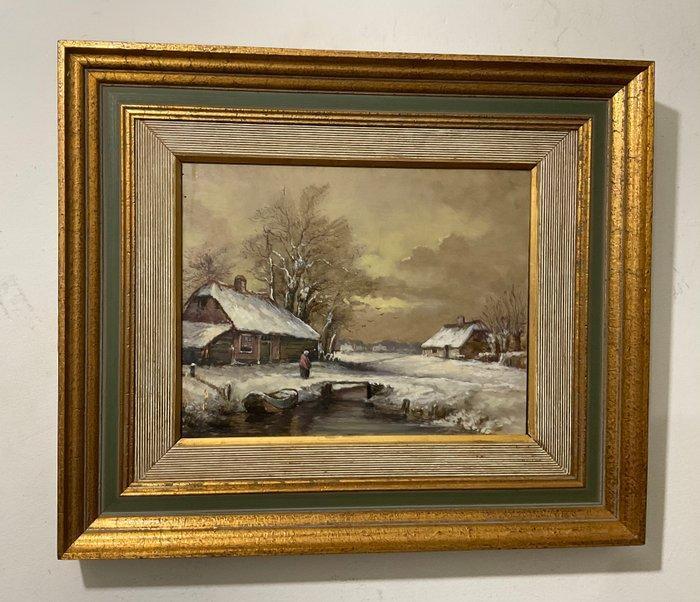 Hollandse school (XX) - Wintergezicht, Antiek en Kunst, Kunst | Schilderijen | Klassiek