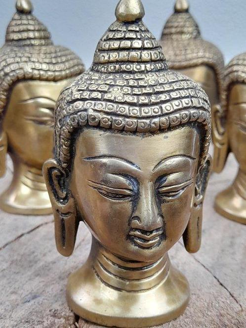 Statue, Vier handgemaakte bronzen Boeddha hoofden - 9 cm -, Antiek en Kunst, Kunst | Niet-Westerse kunst
