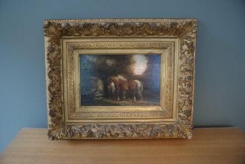 Willem Carel Nakken (1835-1926) - Paarden op boerenerf