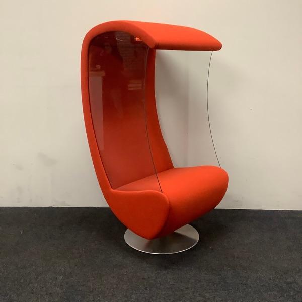 akoestische belstoel met glazen zijwanden, oranje - chroom, Huis en Inrichting, Stoelen, Gebruikt, Eén