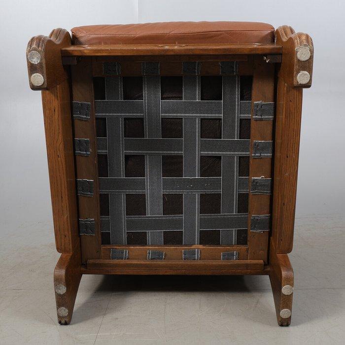 Fauteuil - Leder, Eik, Hout, Antiek en Kunst, Curiosa en Brocante