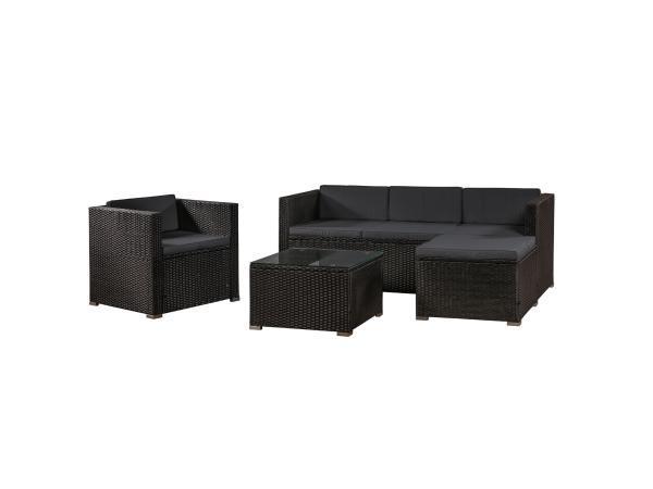 Veiling - Polyrotan Loungeset Punta Cana L - Zwart, Tuin en Terras, Tuinsets en Loungesets