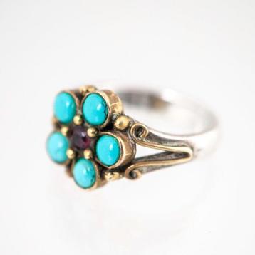 Argent - Bague - Turquoise Grenat