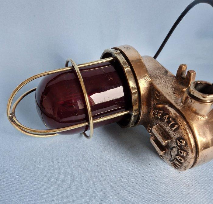 Gangway light, Machinekamer lamp - korflamp - Glas, Brons, Antiquités & Art, Curiosités & Brocante