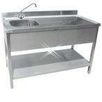 Rvs cheftafel met bodemschap 1400x700x900 mm (spoelbak links, Verzenden, Nieuw in verpakking