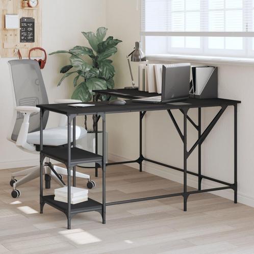 vidaXL Bureau 139x139x75 cm bewerkt hout zwart, Huis en Inrichting, Bureaus, Nieuw, Verzenden