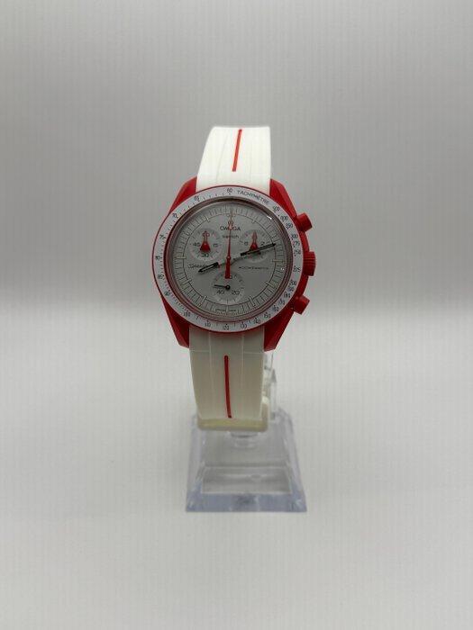 Omega x Swatch - MoonSwatch - Mission to Mars - Zonder, Handtassen en Accessoires, Horloges | Heren