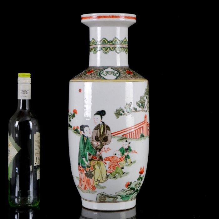 Een grote Chinese famille verte Ladies rouleau vaas -, Antiquités & Art, Antiquités | Autres Antiquités