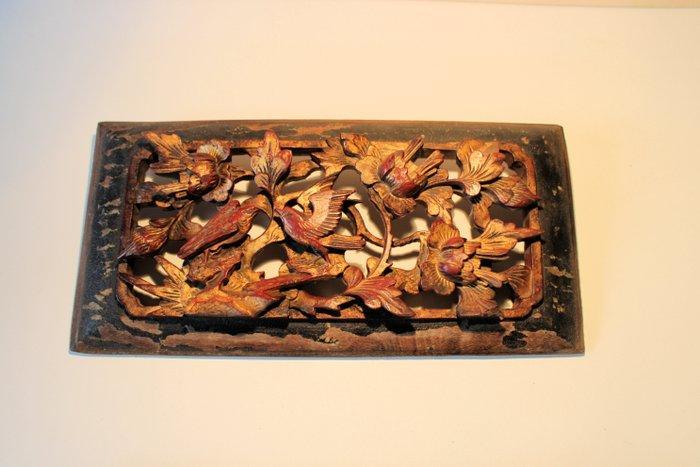 2 handgesneden panelen met vogels - Bois - Chine (Sans Prix, Antiek en Kunst, Antiek | Overige Antiek