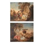 Nicolas Lancret (1690-1743), Naar - Coppia di scene galanti