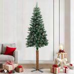 vidaXL Kerstboom met echt hout en sneeuw smal 210 cm groen, Verzenden, Nieuw