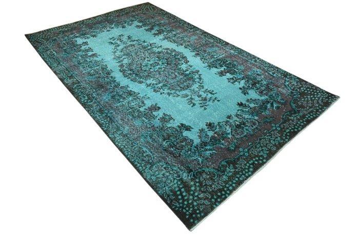 Turquoise vintage - Vloerkleed - 272 cm - 162 cm - met, Huis en Inrichting, Stoffering | Tapijten en Vloerkleden