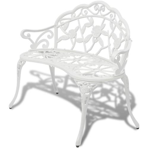 vidaXL Tuinbank 100 cm gietaluminium wit, Tuin en Terras, Tuinsets en Loungesets, Nieuw, Verzenden