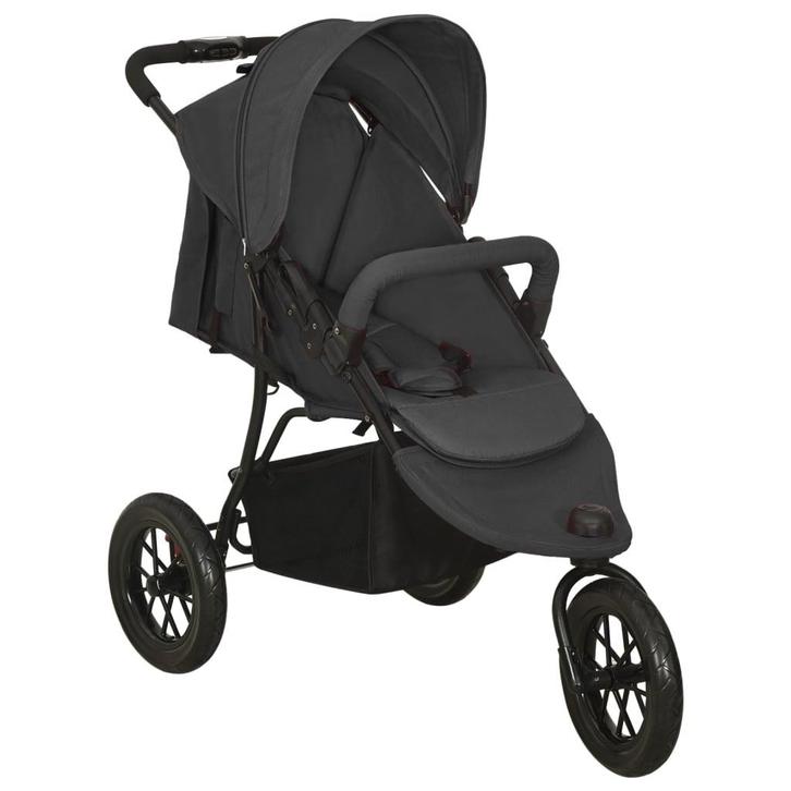 vidaXL Kinderwagen staal antracietkleurig, Kinderen en Baby's, Kinderwagens en Combinaties, Nieuw, Verzenden