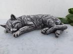Beeld, levensecht beeld van slapende  kat - 29 cm - cast
