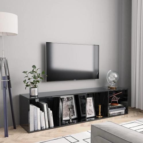 vidaXL Boekenkast/tv-meubel 143x30x36 cm hoogglans zwart