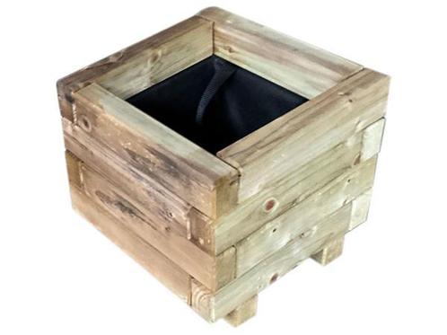 Veiling - 2x Grenen plantenbak 30x30x28 cm, Tuin en Terras, Bloembakken en Plantenbakken