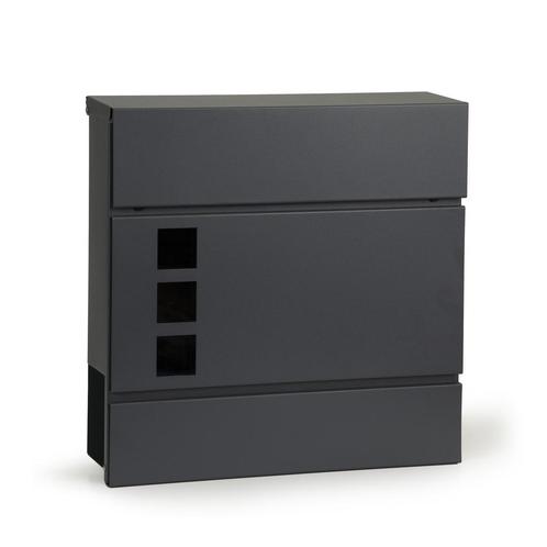 Brievenbus 37 x 37 x 10 cm – metaal antraciet - met krant., Tuin en Terras, Brievenbussen, Nieuw, Ophalen of Verzenden