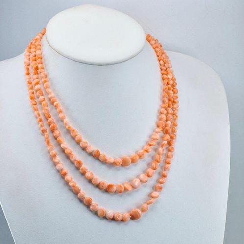 Halsketting - 18 karaat Witgoud Koraal - Echte Roze Corallo, Handtassen en Accessoires, Kettingen