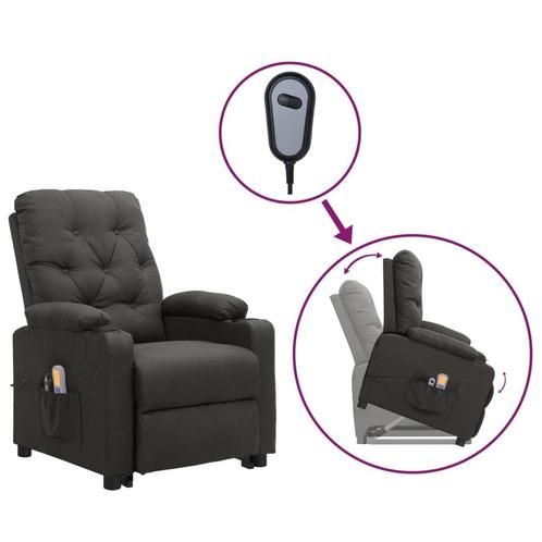 vidaXL Sta-op-massagestoel stof donkergrijs, Maison & Meubles, Chaises, Envoi