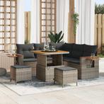 vidaXL Tuinbank Set met kussen 9 pcs Grijs poly rattan, Verzenden