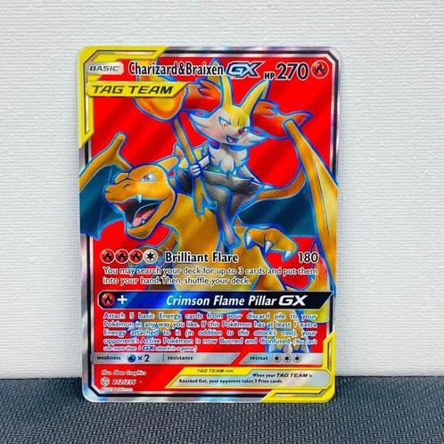 Pokémon Card - Charizard & Braixen GX #212 Cosmic Eclipse -, Hobby en Vrije tijd, Verzamelkaartspellen | Pokémon