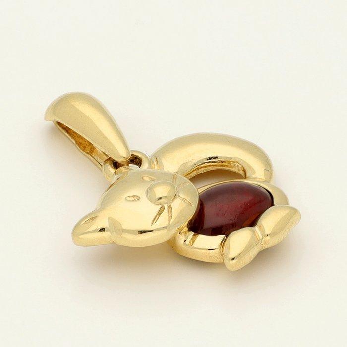 Hanger - 18 karaat Geel goud - Granaat, Handtassen en Accessoires, Antieke sieraden