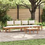 vidaXL 5-delige tuinbankset met kussens - massief teak hout, Tuin en Terras, Verzenden, Nieuw
