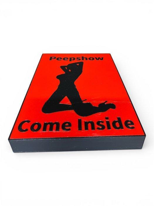 Amsterdam Redlight District Peepschow - Reclamebord - ABS, Antiek en Kunst, Antiek | Wandborden en Tegels