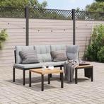 vidaXL 3-delige Loungeset met kussens gepoedercoat staal, Tuin en Terras, Tuinsets en Loungesets, Verzenden, Nieuw, Loungeset