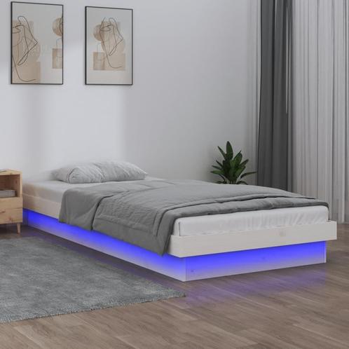 vidaXL Bedframe LED massief hout wit 90x190 cm, Huis en Inrichting, Slaapkamer | Bedden, Nieuw, Verzenden