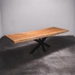 Boomstamtafel, Eettafel 298x105 massief hardhout, metaalpoot, Huis en Inrichting, Tafels | Eettafels, Overige houtsoorten, Robuust Modern