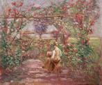 Franse School (XX) - Dame in bloementuin
