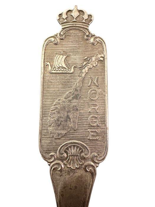 Lepel - Antieke Noorse zilveren lepel – 830 S – kaart- en, Antiek en Kunst, Antiek | Zilver en Goud