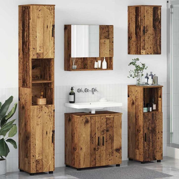 vidaXL Badkamermeubel Set 5 pcs Oud hout 61 x 35 x 64 cm, Huis en Inrichting, Tafels | Kaptafels, Nieuw, Verzenden