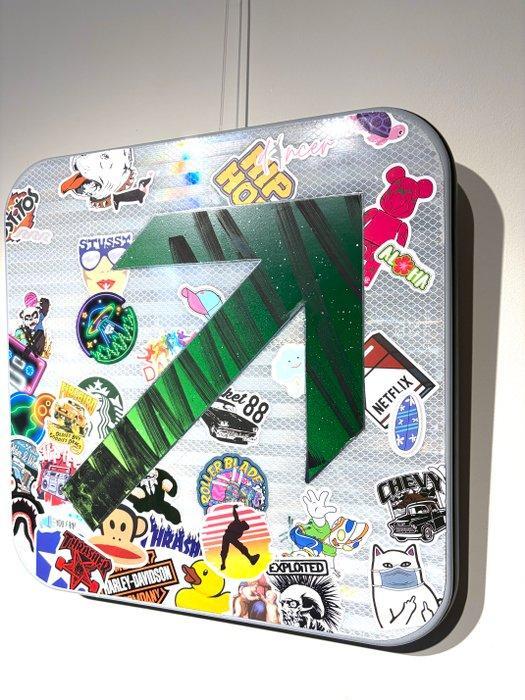 Vincent STREIFF - Panneau Pop Art Flèche Verte, Antiek en Kunst, Kunst | Designobjecten