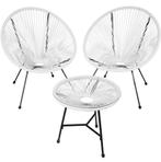 tectake Set van 2 stoelen Santana met tafel - wit, Tuin en Terras, Tuinsets en Loungesets, Verzenden, Nieuw