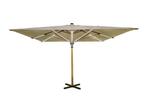 Stokparasol - 5x5m - Taupe-  Led Verlichting - incl voet, Tuin en Terras, Parasols, Ophalen, Nieuw, Waterdicht, Stokparasol
