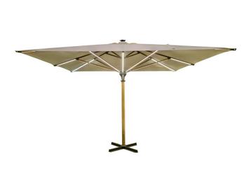 Stokparasol - 5x5m - Taupe-  Led Verlichting - incl voet, Tuin en Terras, Parasols, Ophalen, Nieuw, Waterdicht, Stokparasol